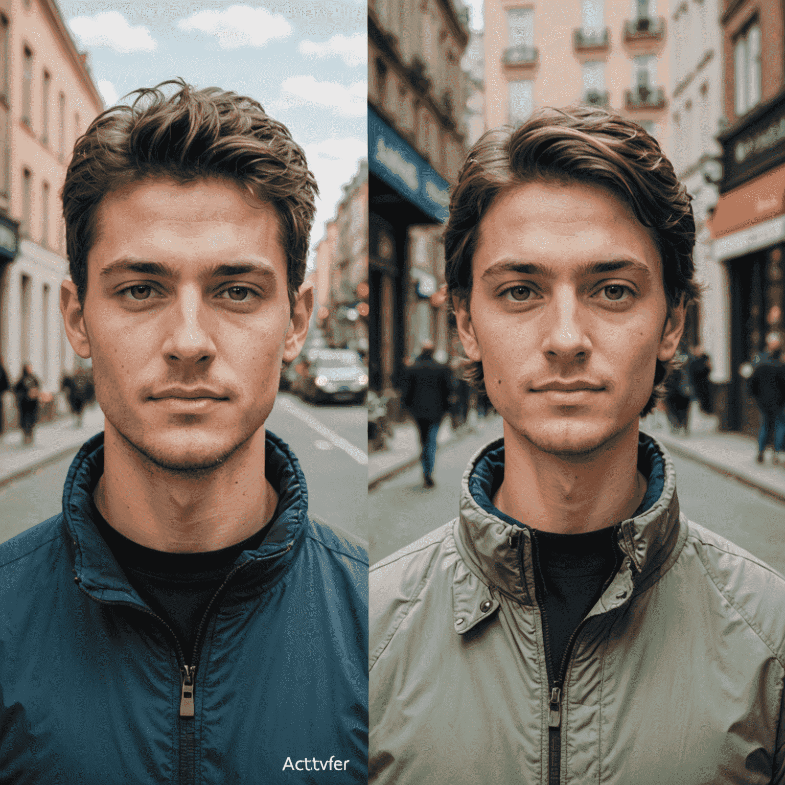 A split-screen comparison showing a graphic design before and after AI-assisted color optimization for accessibility, demonstrating improved contrast and readability