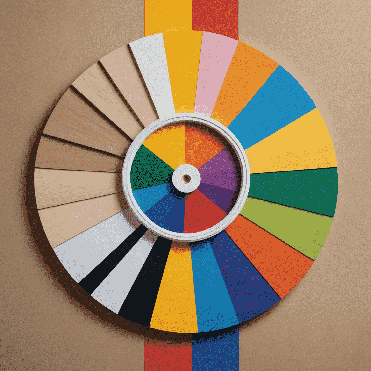 A split-screen image showing traditional color wheels on one side and AI-generated, dynamic color prediction models on the other, emphasizing the evolution of color theory in graphic design.